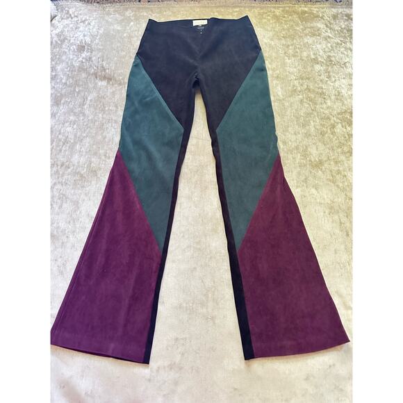 Cache micro Suede Pants black green maroon retro quilt formal party Y2K rare - Picture 15 of 16